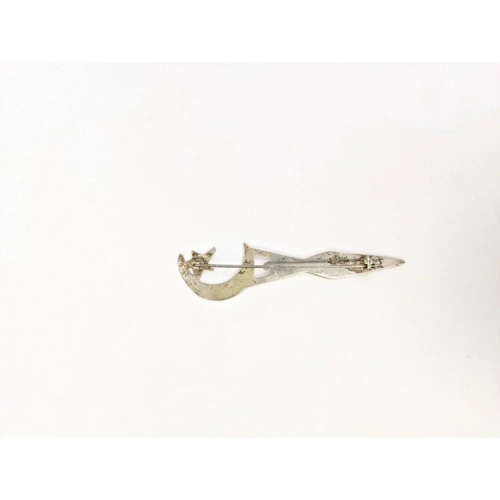 Vintage Sterling Silver Signed Pin Brooch Nude Woman Moon Star Celestial - Picture 3 of 9